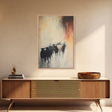 Foggy Cattle, moody art, bull and bear art, rustic wall art, farmhouse art, vintage aesthetic, country home, Canvas Print