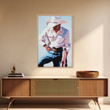 Modern Cowboy, rustic wall art, black cowgirl painting, farmhouse art, framed canvas print, wabi sabi art, moody art