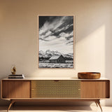 Rustic Cabin, Smoky Mountain Art, Black and White Landscape, Western Wall Art, Wabi Sabi Art, Farmhouse Decor, Canvas Print