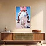 Cowgirl riding horse, vintage horse art, rustic wall art, southwest wall art, coastal cowgirl wall art, framed canvas print, moody art