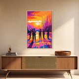 Cowboy Western Art, Chicano Art, Bold Color Painting, Framed Canvas Print, Southwest Aesthetic, Boho Decor, Extra Wide Art, Gift Idea