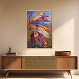 Native American Headdress, Goddess Art Print, Afrocentric Wall Art, Southwest Wall Art, Boho Art, Canvas Print, Rustic Wall Art