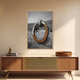 Rustic Metal Ring, Wabi Sabi Wall Art, Rustic Decor, Farmhouse Art, Minimalist Art, Weathered Metal Art, Canvas Print, Gift Idea