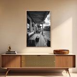 Western town, rustic wall art, farmhouse art, extra wide art, above couch art, cowboy decor, horizontal wall art, framed canvas print