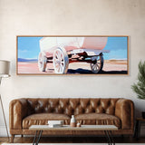 White Wagon, western painting, rustic art, farmhouse wall art, above couch art, cowboy decor, panoramic painting, canvas print, extra wide art