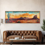 Southwest Wall Art, Framed Canvas Print, Joshua Tree Art, Desert Landscape Painting, Extra Wide Art, Rustic Wall Art, Above Couch Art, Gift Idea
