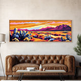 Pink Orange Wall Art, Framed Canvas Print, Extra Wide Art, Southwest Wall Art, Rustic Art, Desert Landscape Painting, Moody Art, Above Bed Art