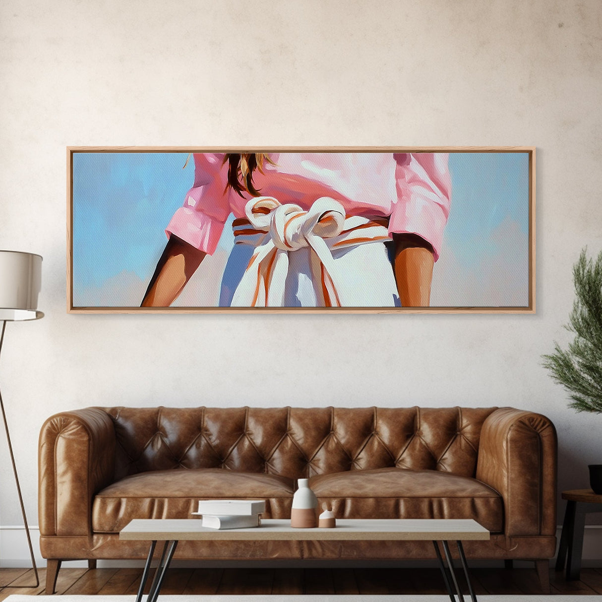 Minimalist Art, Framed Canvas Print, Fashion Illustration, Pink Wall Art, Modern Decor, Extra Wide Art, Light Pink Wall Art, Bedroom Art