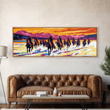 Cowboy Art, Framed Canvas Print, Southwest Wall Art, Vintage Horse Art, Rustic Wall Art, Extra Wide Art, Above Sofa Art, Gift Idea