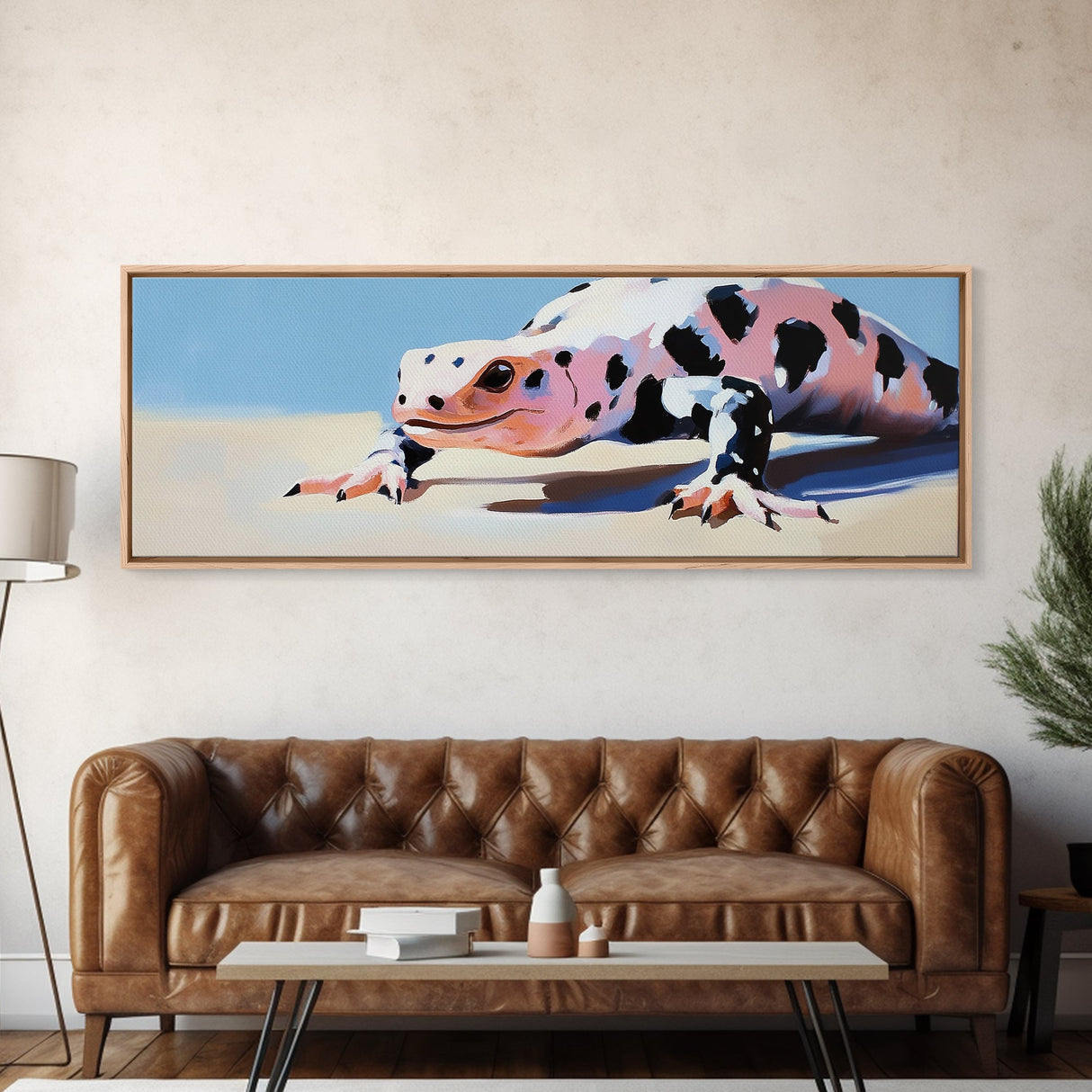 Lizard Art, Framed Canvas Print, Whimsical Art, Moody Art, Extra Wide Art, Southwestern Decor, Rustic Wall Art, Above Sofa Art, Gift Idea