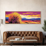 Southwest Desert Art, Joshua Tree Art, Pink Orange Wall Art, Sunset Painting, Abstract Art, Framed Canvas Print, Extra Wide Art