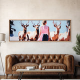 Elk Herd Painting, Mountain Landscape, Rustic Art, Southwest Wall Art, Hunting Lodge Art, Extra Wide Art, Framed Canvas Print