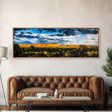 Southwest desert, landscape painting, long narrow wall art, extra wide art, panoramic painting, framed canvas print, rustic decor
