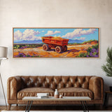 Rustic cart, farmhouse art, rustic wall art, above couch art, wabi sabi art, barn landscape oil painting, framed canvas print, gift idea