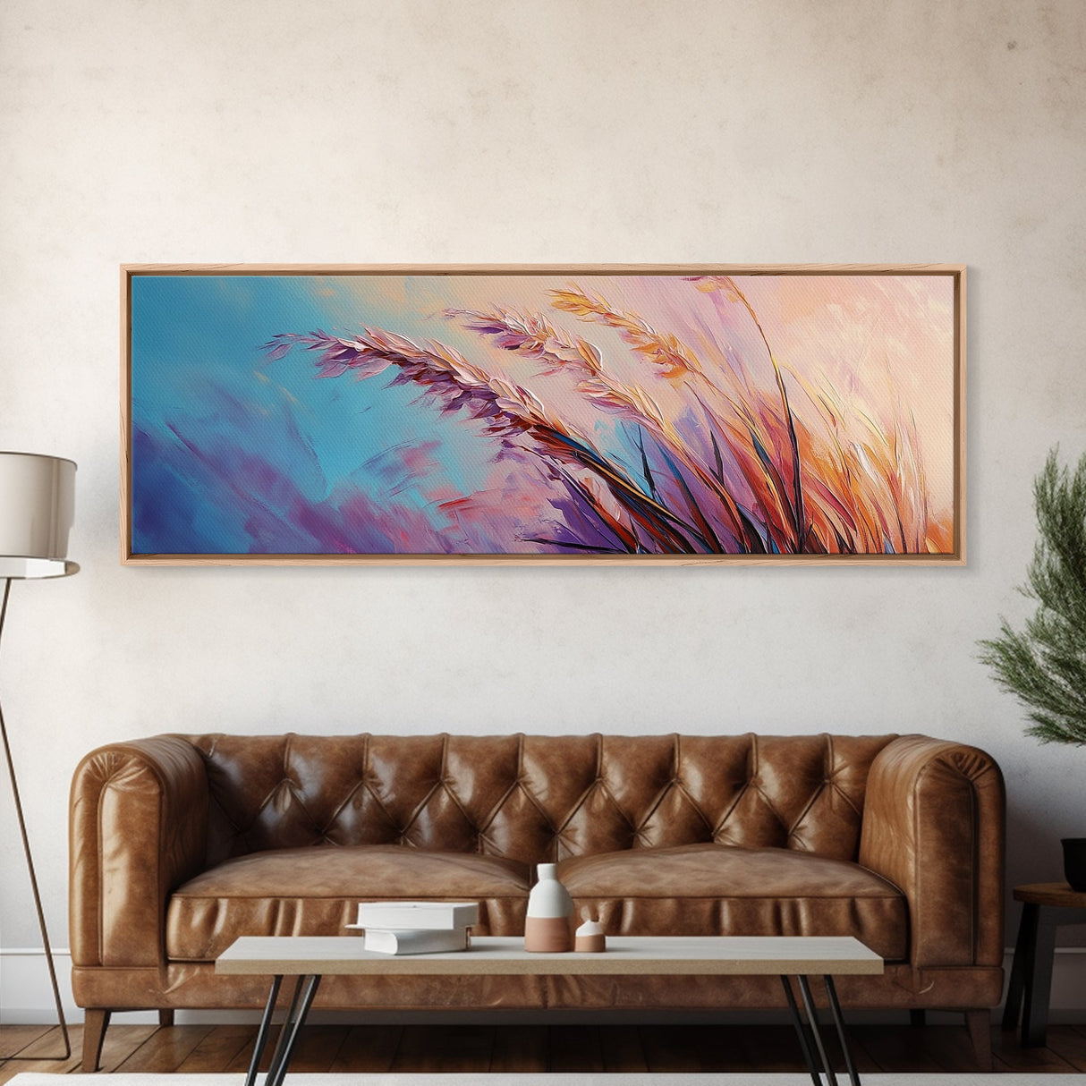 Soft Wheat Field, wildflower painting, wabi sabi art, botanical prints, soft colors, minimal decor, modern home, canvas print