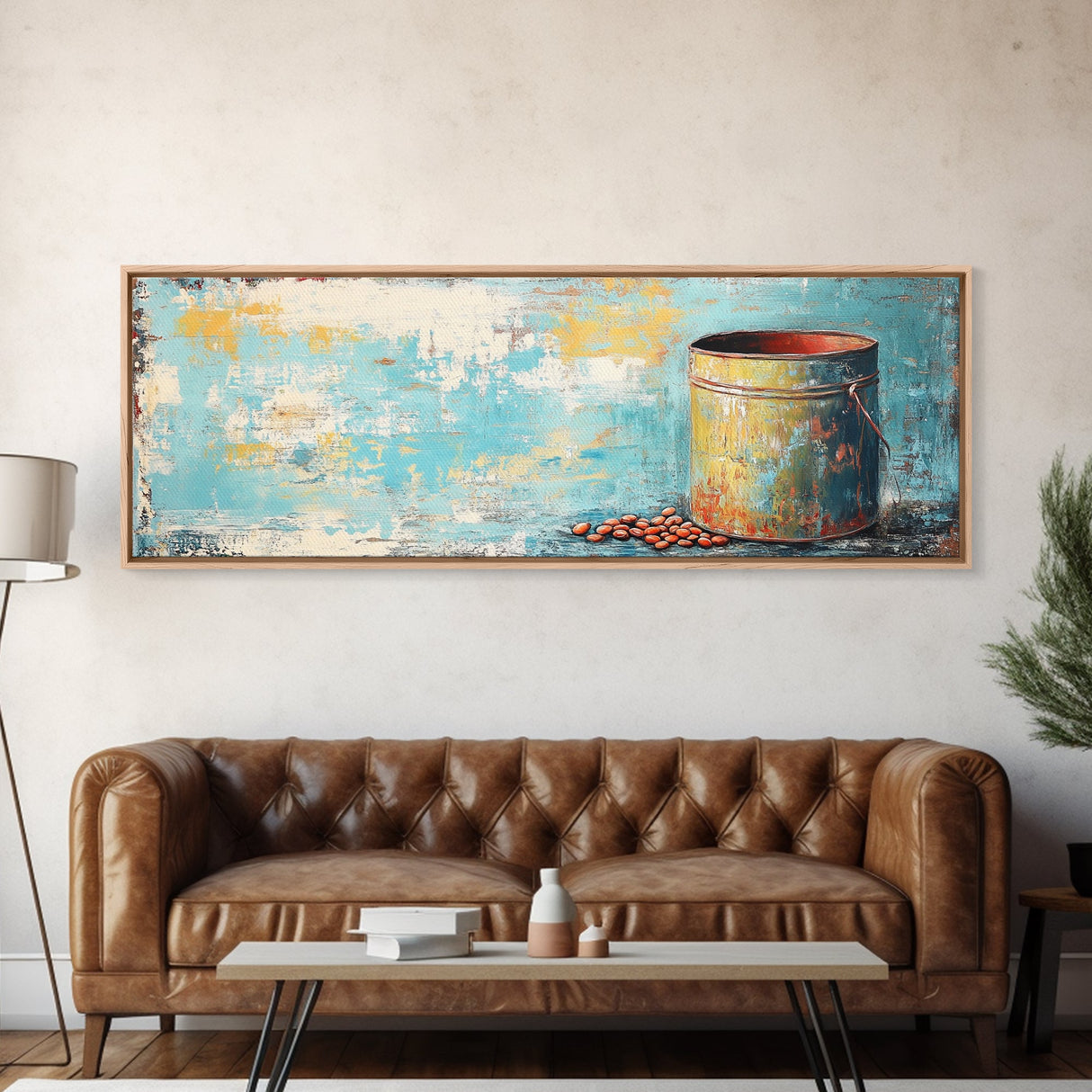 Rustic Tin, wabi sabi art, rustic wall art, teal wall art, farmhouse art, kitchen decor, Framed Canvas Print, above sofa art
