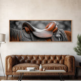Leather Saddle, Vintage Horse Art, Rustic Wall Art, Horse Wall Art, Southwest Wall Art, Extra Wide Art, Framed Canvas Print, Boho Art
