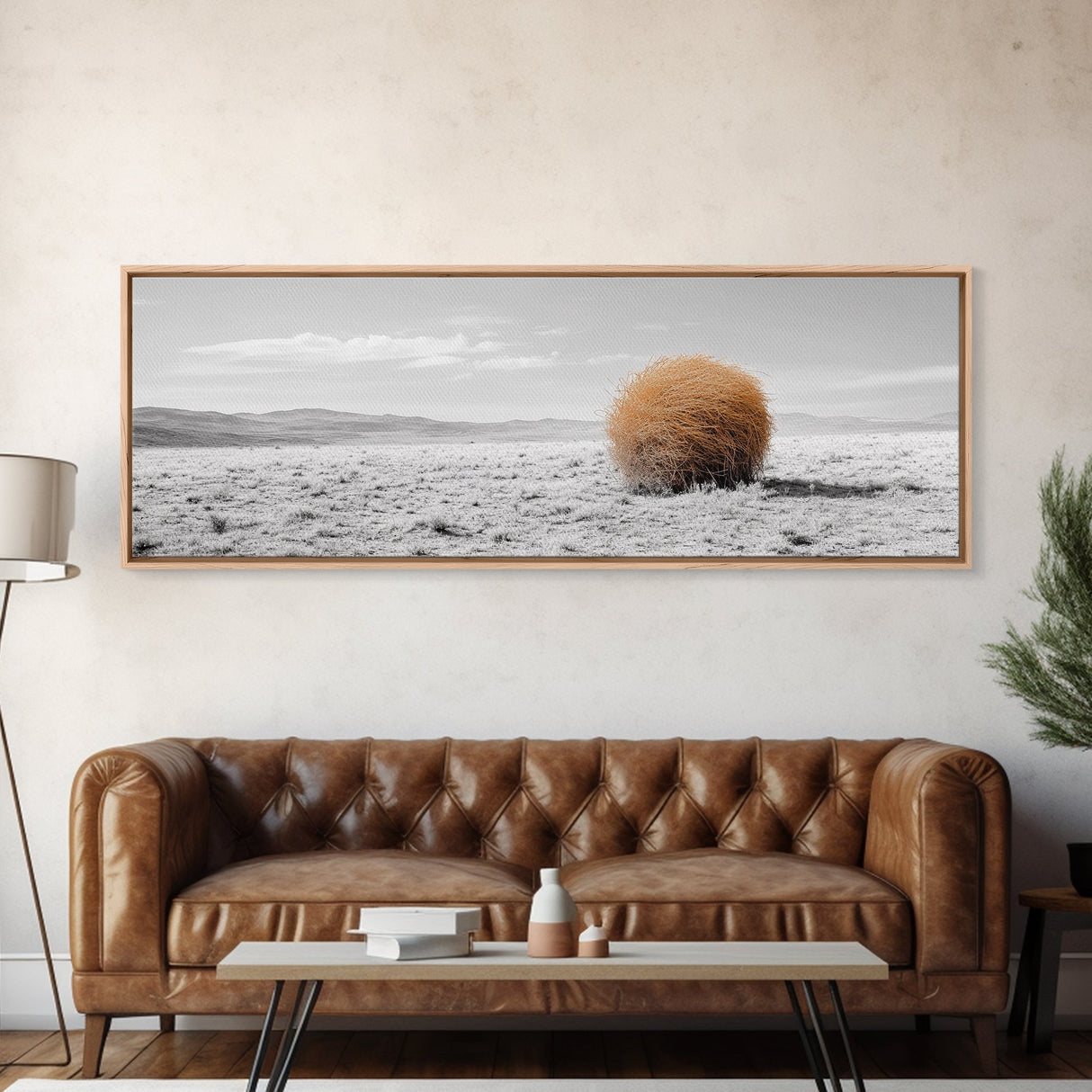 Tumbleweed, Desert Landscape, Southwest Wall Art, Minimalist Art, Extra Wide Art, Panoramic Art, Framed Canvas Print, Wabi Sabi Art