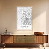 Sacramento Street Map, California Map, City Map Art, Minimalist Art, Wall Art, Canvas Print, Girls Room Art, Gift For Women, Travel Décor