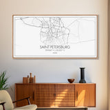Saint Petersburgh City Map, Russia Art, Map Print, Minimalist Wall Art, Wall Art, Canvas Art, European Wall Art, Home Décor Prints, Office