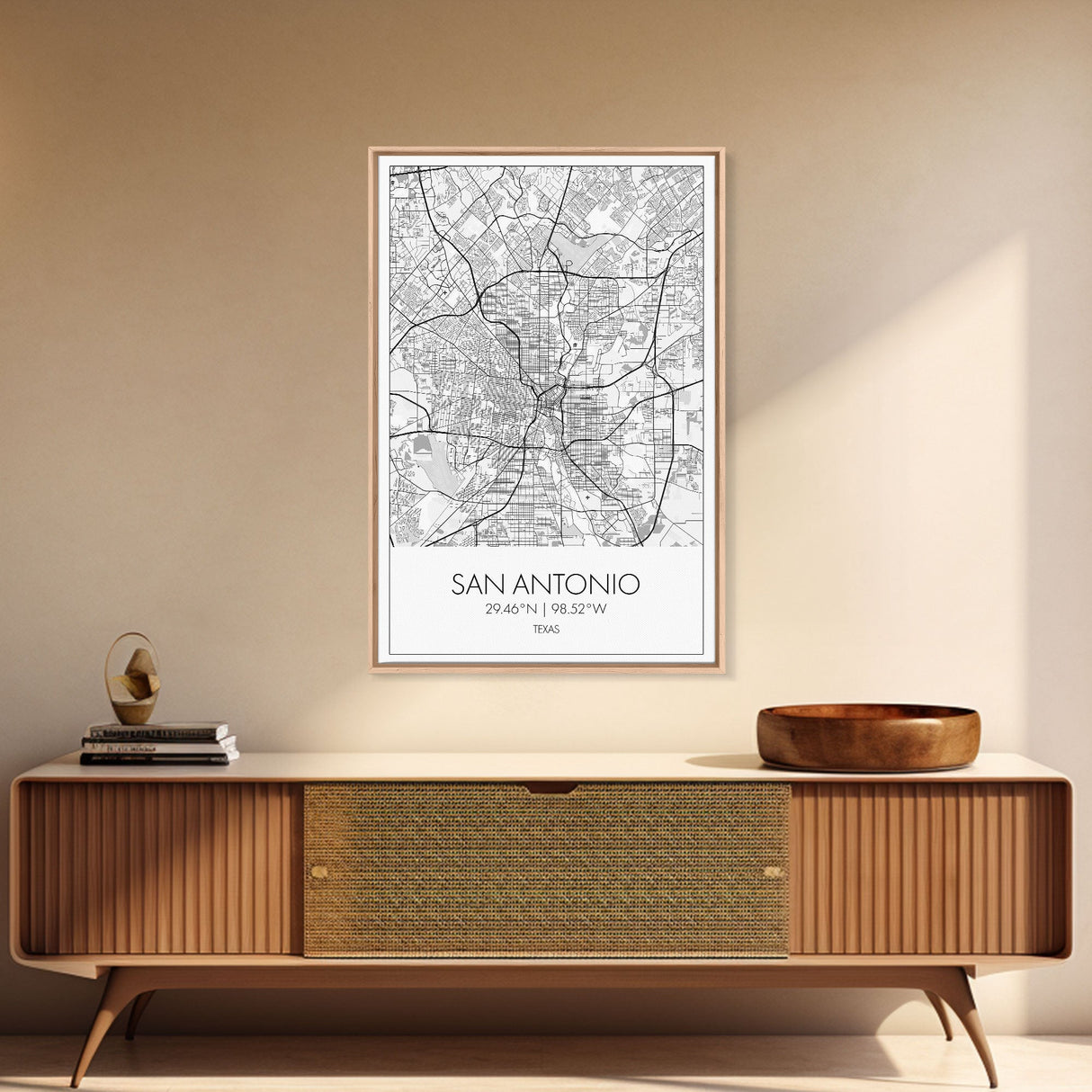 San Antonio Street Map, Texas Map, City Map Art, Minimalist Art, Wall Art, Canvas Print, Black And White Art, Travel Print, Family Gift