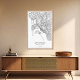 San Diego Street Map, California Map, City Map Print, Minimalist Art, Wall Art, Canvas Print, Office Wall Art, Best Friend Gifts, Travel Art