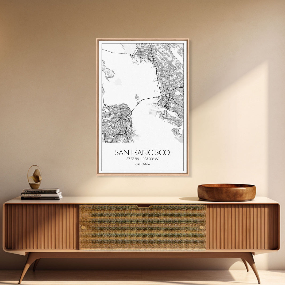 San Francisco Street Map, California Map, City Map Print, Minimalist Art, Wall Art, Canvas Print, Family Room Décor, Gift For Travelers