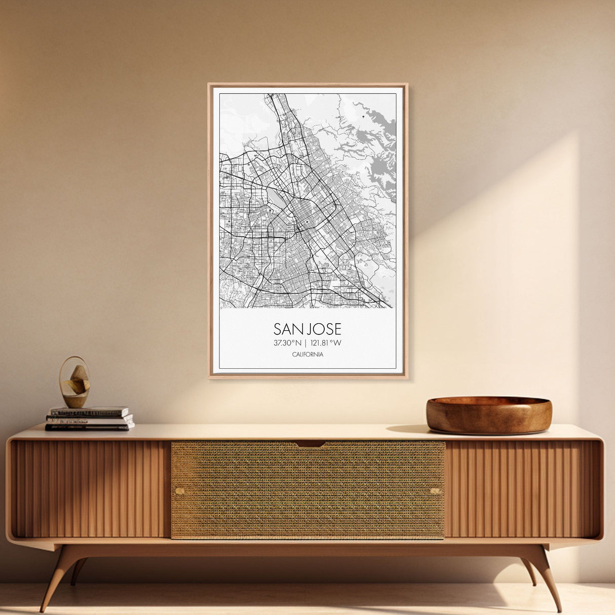 San Jose Street Map, California Map, City Map Print, Minimalist Art, Wall Art, Canvas Print, Girl Graduation Gift, Game Room Wall Art