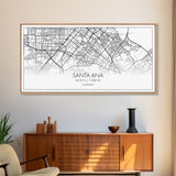 Santa Ana City Map, California Art, Map Print, Modern Wall Art, Wall Art, Canvas Art, House Wall Art, Over Bed Wall Décor, Gift For The Home