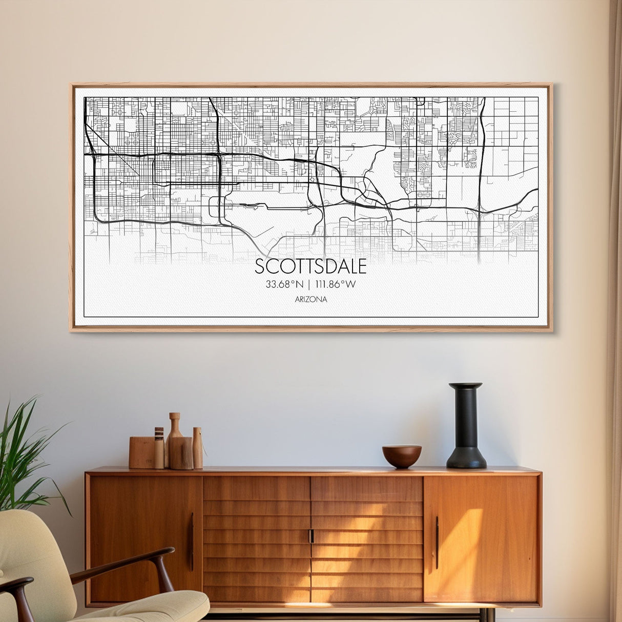 Scottsdale City Map, Arizona Art, Map Print, Modern Wall Art, Wall Art, Canvas Art, Teen Boy Wall Art, RV Décor, Realtor Thank You, Room Art