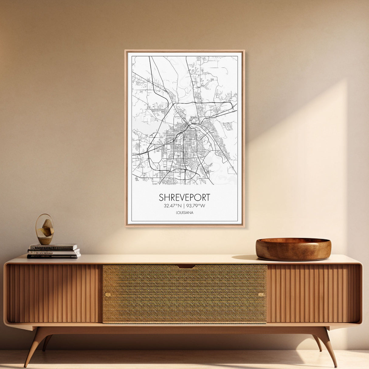 Shreveport Street Map, Louisiana Map, City Map Print, Minimalist Art, Wall Art, Canvas Print, Wall Decoration, Aviation Gift, Travel Décor