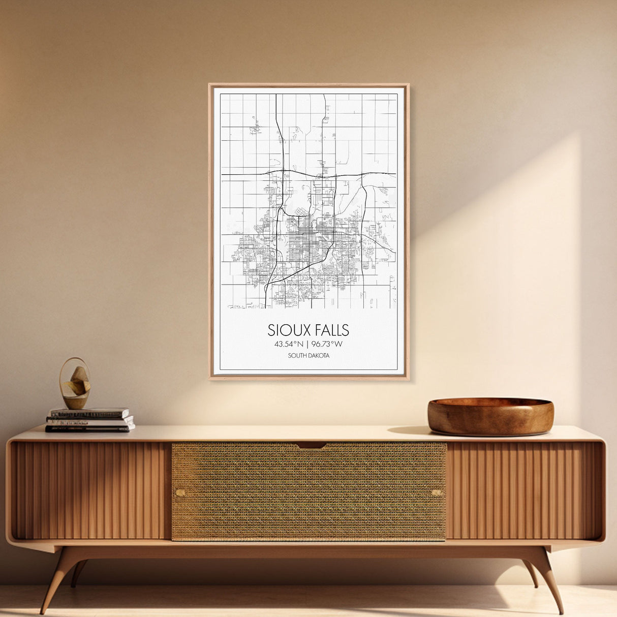 Sioux Falls Street Map, South Dakota Map, City Map Print, Minimalist Art, Wall Art, Canvas Print, Dorm Room Décor, Gifts For Her