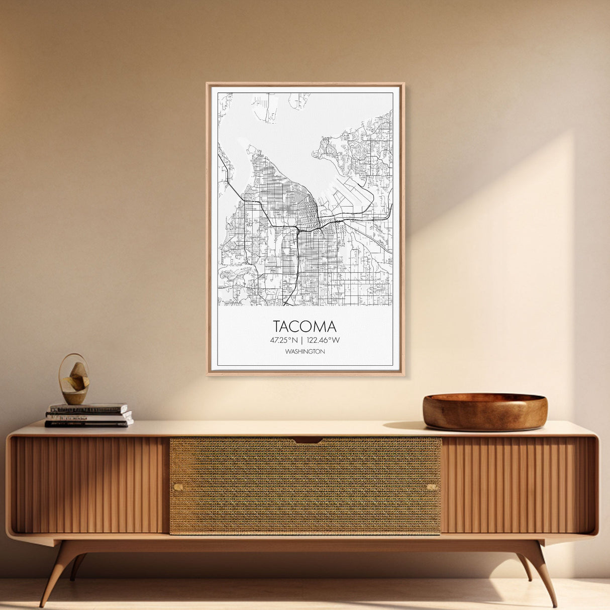 Tacoma Street Map, Washington Map, City Map Print, Modern Wall Art, Wall Art, Canvas Print, Wall Hanging, Housewarming Gift, Travel Art