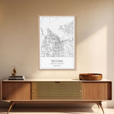 Tacoma Street Map, Washington Map, City Map Print, Modern Wall Art, Wall Art, Canvas Print, Wall Hanging, Housewarming Gift, Travel Art