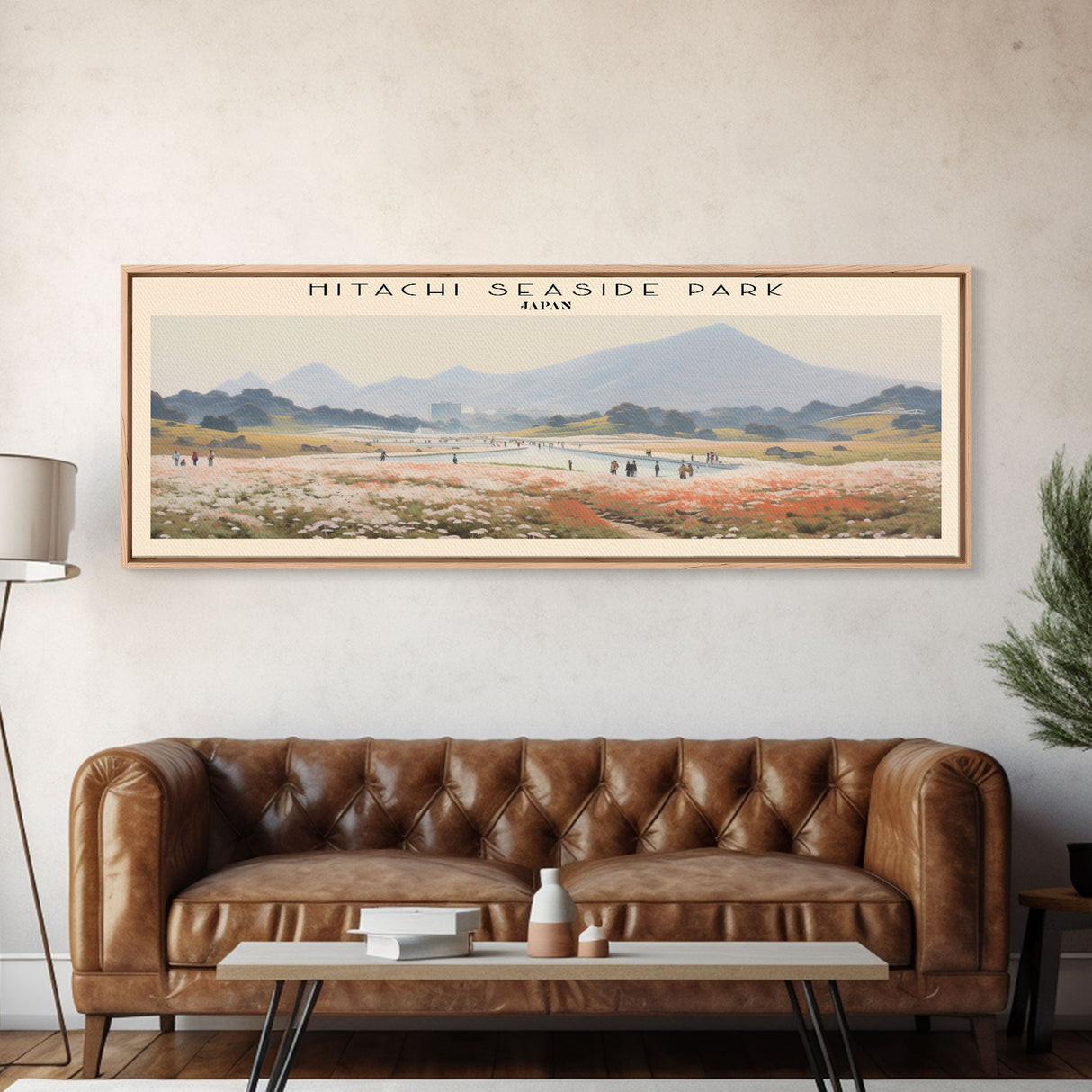 Hitachi Seaside Park COUNTRY | Framed Travel Poster Canvas Print | Trendy Wall Art | Watercolor Painting | Living Room Art | Unique Art