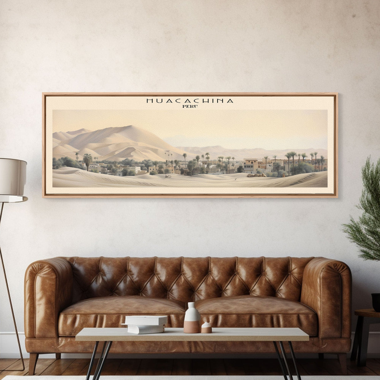 Huacachina Travel Poster Print, Framed Canvas Print, COUNTRY Travel Art, Wood Framed Art, Wall Hanging, Home Decor