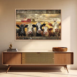 Cows and Sheep on the Farm | Framed Wall Art | Kitchen Decor | Minimalist Living Room Art | Country Art | Farmhouse Above Sofa Wall Art