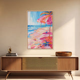 Vibrant Desert Landscape with Cacti - Framed Canvas Print, Colorful Southwestern Art, Living Room Decor, Desert Wall Art