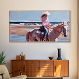 Cowboy Riding Bucking Horse, High Energy Framed Canvas Print, Perfect for Western Living Room Art, Bedroom Decor, Rustic Home Wall Art