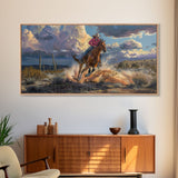 Colorful Desert Landscape with Tree Under Starry Sky, Stunning Framed Canvas Print, Living Room Art, Bedroom Decor, Southwestern Wall Art