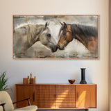 Cowboy Riding in Desert Landscape, Framed Canvas Print for Rustic Living Room Decor, Western Art for Home and Bedroom Decoration