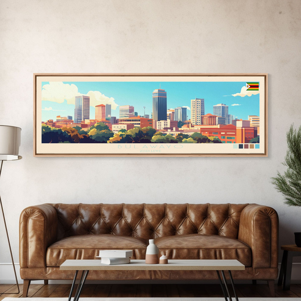 Bulawayo, Zimbabwe Travel Poster Panoramic Canvas Print, Bulawayo, Zimbabwe Painting, Zimbabwe Art, Bulawayo Travel Art, Guest Room Painting
