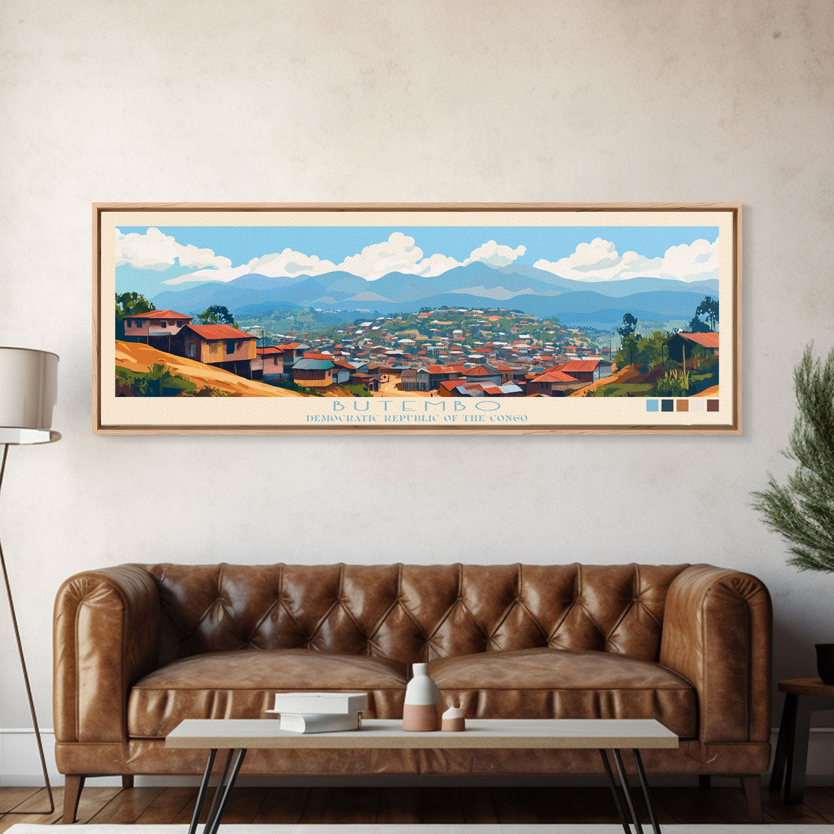 Butembo, Congo Panoramic Travel Poster Canvas Print, Butembo, Congo Painting, Congo Art, Butembo Panoramic Travel Art, Travel Painting