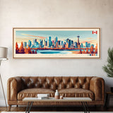 Calgary, Canada Panoramic Travel Poster Canvas Print, Calgary, Canada Painting, Canada Art, Calgary Travel Art, Living Room Painting