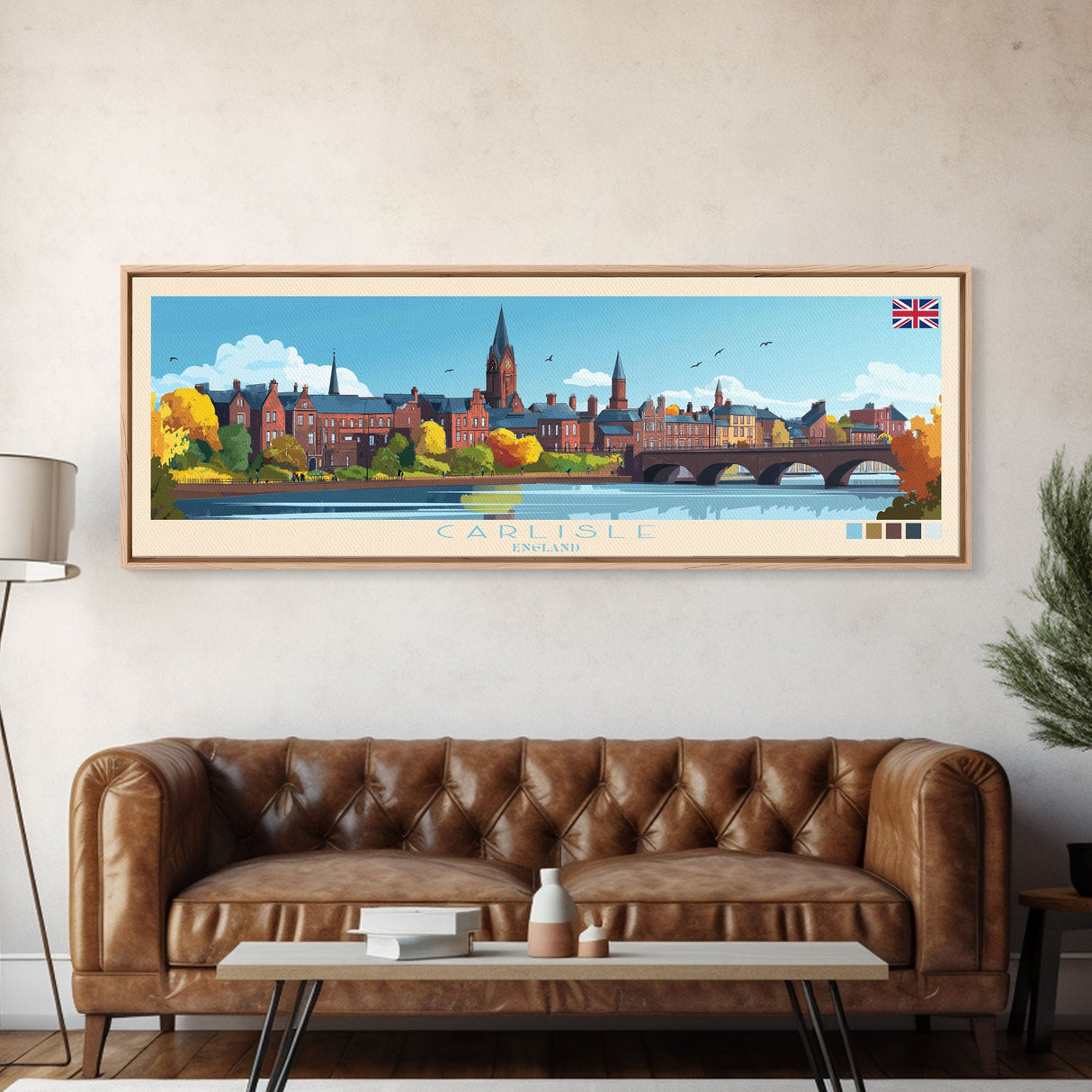 Carlisle, England Travel Poster Panoramic Canvas Print, Carlisle, England Painting, England Art, Carlisle Travel Art, Guest Room Painting