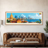 Cartagena, Colombia Panoramic Travel Poster Canvas Print, Cartagena, Colombia Painting, Colombia Art, Cartagena Travel Art, Guest Room Painting