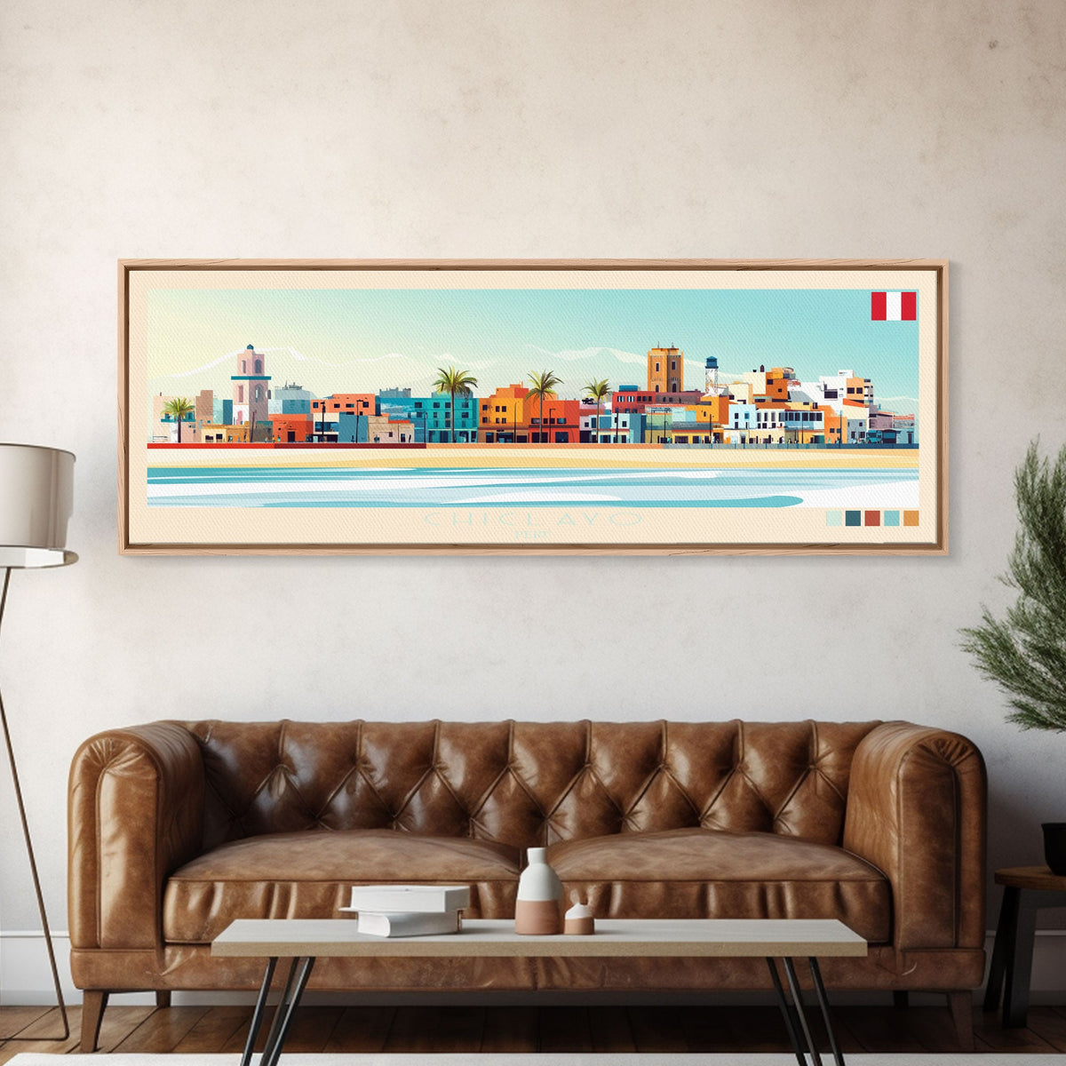 Chiclayo, Peru Panoramic Travel Poster Canvas Print, Chiclayo, Peru Painting, Peru Art, Chiclayo Travel Art, Guest Room Painting