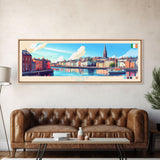 Cork, Ireland Panoramic Travel Poster Canvas Print, Cork, Ireland Painting, Ireland Art, Cork Travel Art, Living Room Painting