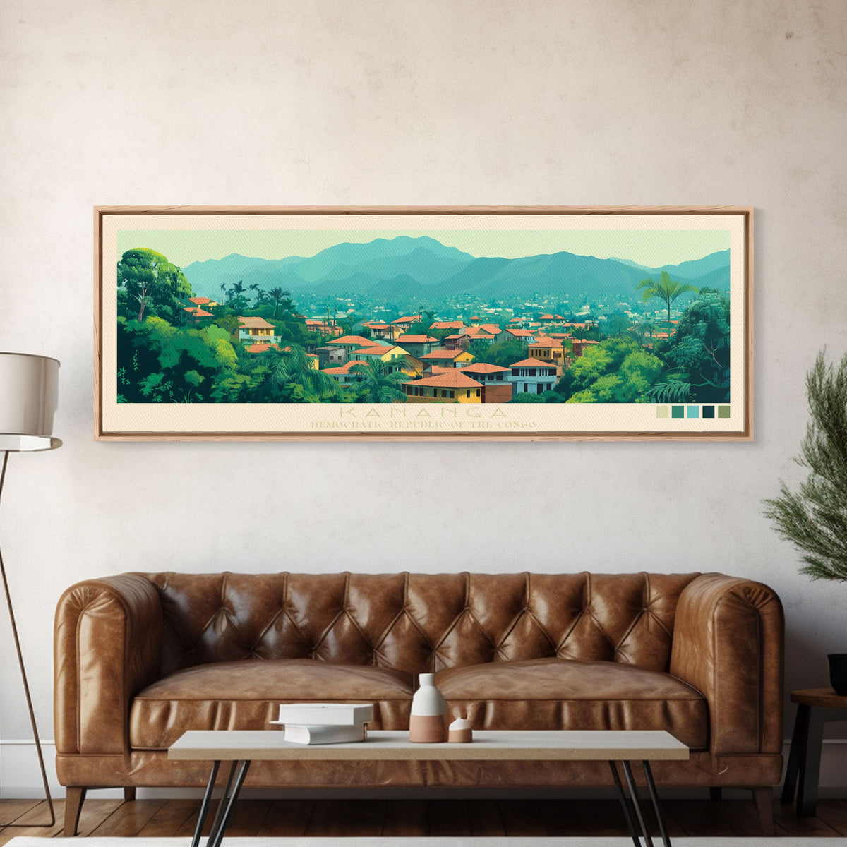 Kananga, Congo Travel Poster Panoramic Canvas Print, Kananga, Congo Painting, Congo Art, Kananga Travel Art, Guest Room Painting