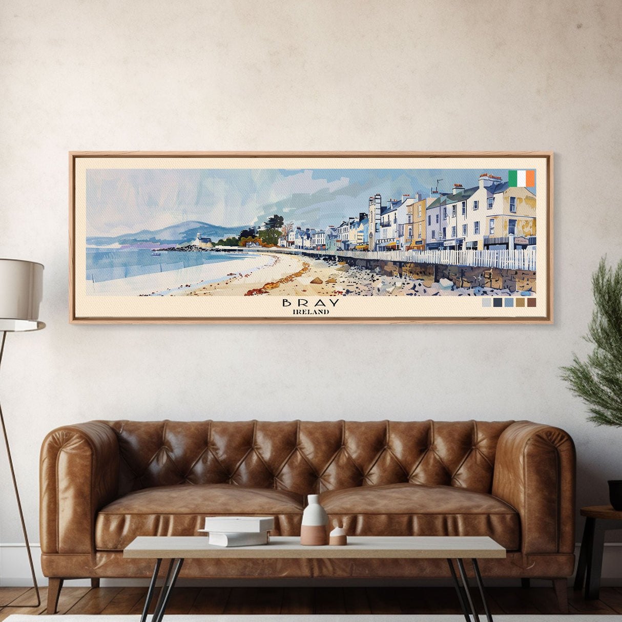 Bray, Ireland Panoramic Canvas Print, Bray, Ireland Painting, Ireland Art, Bray Travel Poster, Travel Art, Guest Room Painting